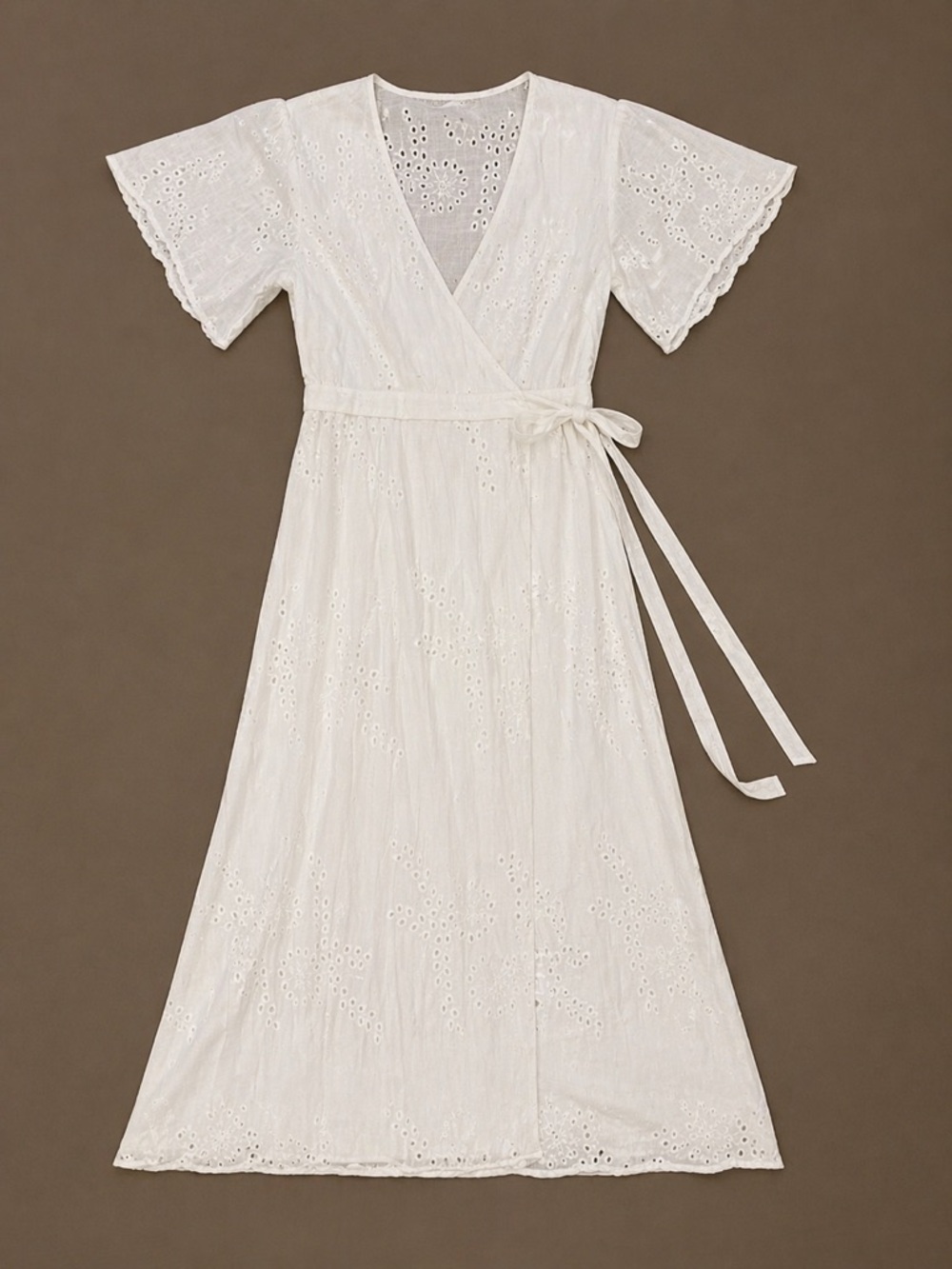 Astr White Eyelet Wrap Maxi Dress